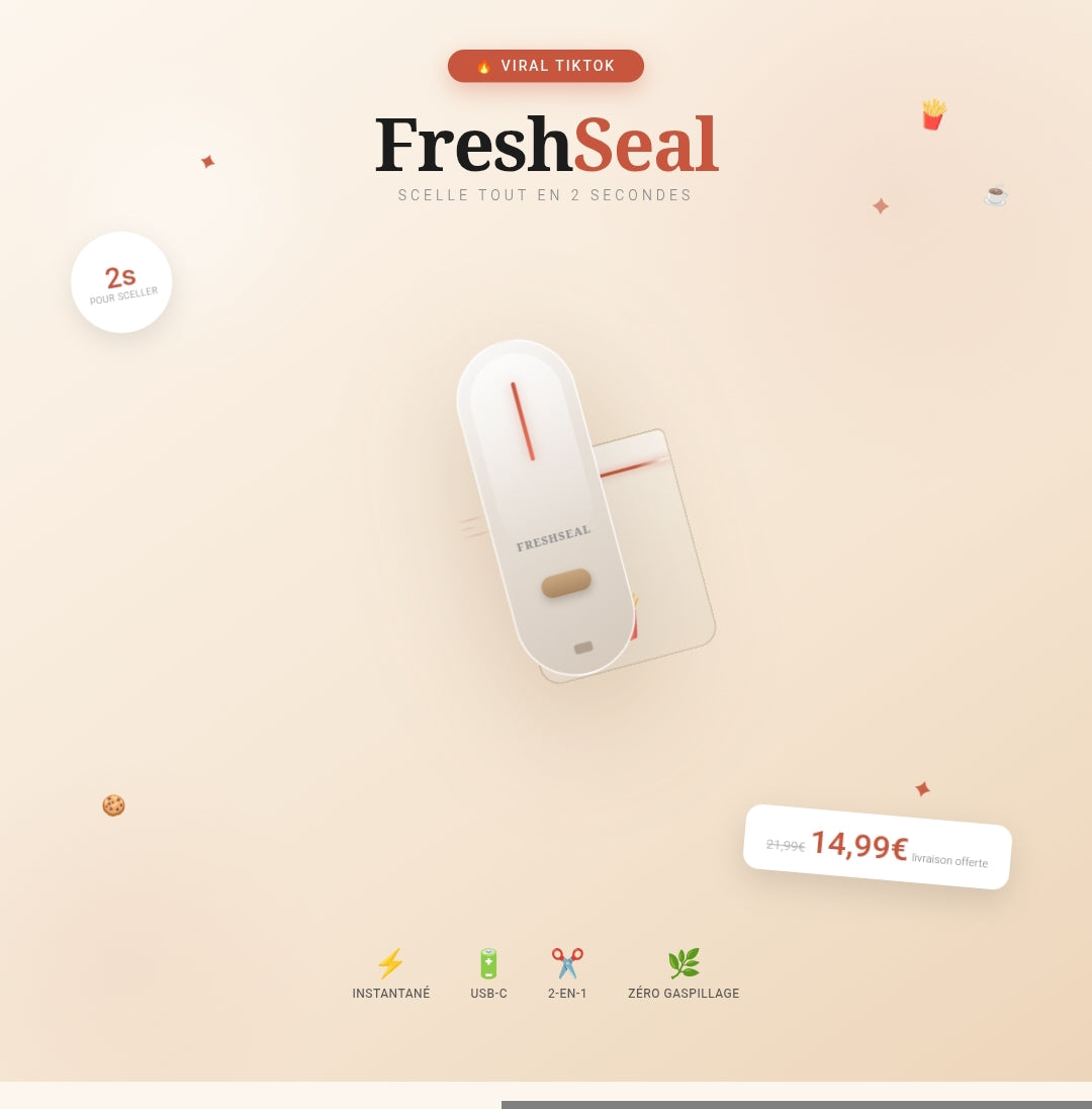 FreshSeal Pro — Scelleur Mini Rechargeable 2-en-1
