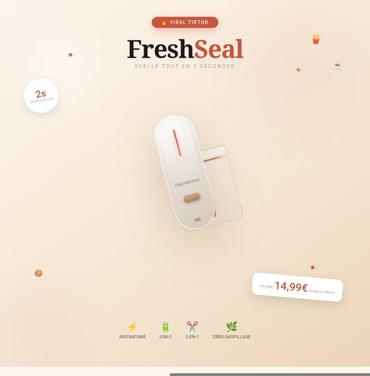 FreshSeal Pro — Scelleur Mini Rechargeable 2-en-1
